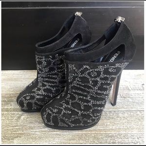 FENDI Black Sparkle Booties NWT Size 7.5